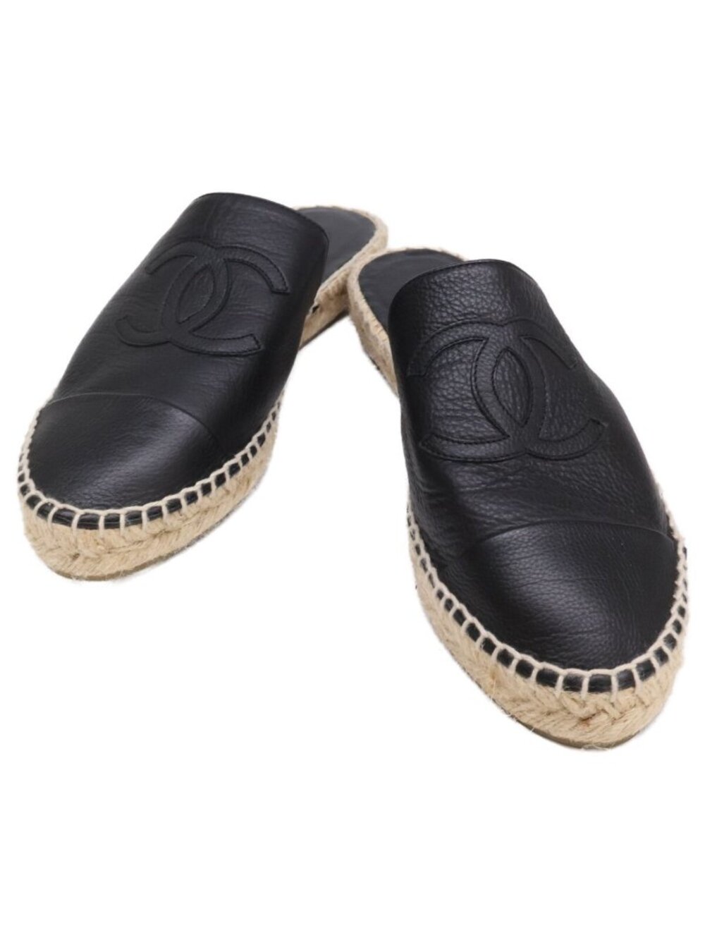 Chanel CC Logo Espadrilles Slide Sandals